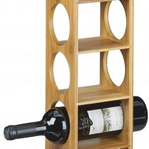 Relaxdays Bamboo Rack Size 53 x 14 x 12 cm, 5 Levels, Modern Bottle Storage Wine Holder for Horizontal Hold, Stackable, Natural Brown, Wood, 12 x 14 x 53 cm