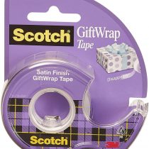 Scotch GiftWrap Tape on a Dispenser - 1 Roll - 19 mm x 16.5 m - Satin-Finish Clear Tape to Use on Gift Wrapping Paper