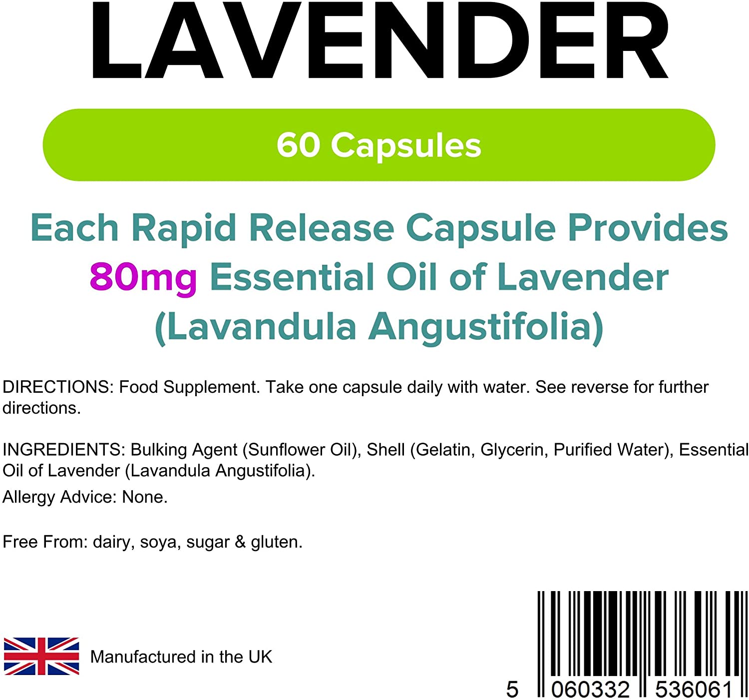 Lindens, Lavender Essential Oil 80mg, 60 Capsules, 1 a Day, UK Made, Rapid Release Softgel Capsule, Stress Relief, Relaxation - Image 3