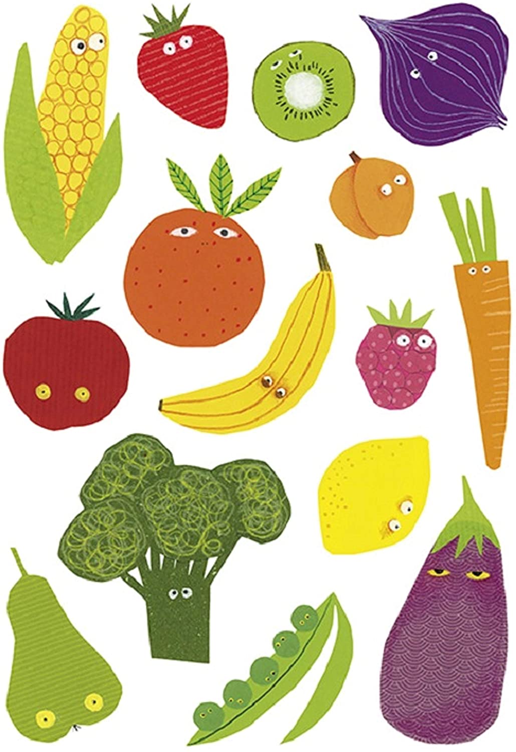 Maildor AE030O -STICKERS Baby, Pack of 6 sheets, Size: 14.8 x 21 cm, From 2 years, FRUITS AND VEGETABLES (87 stickers)