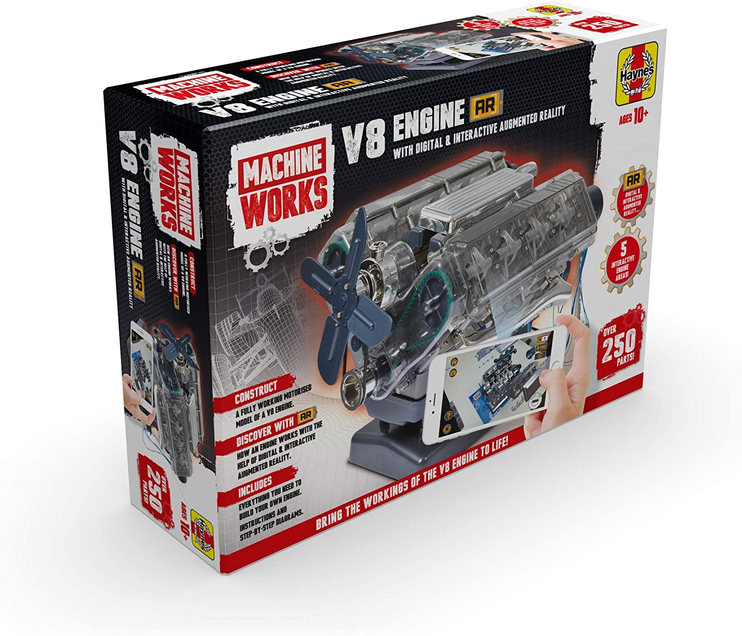 Machine Works Build Your Own V8 Engine Toy, Replica Model Building Kit, Features Augmented Reality, Sounds and Illumination