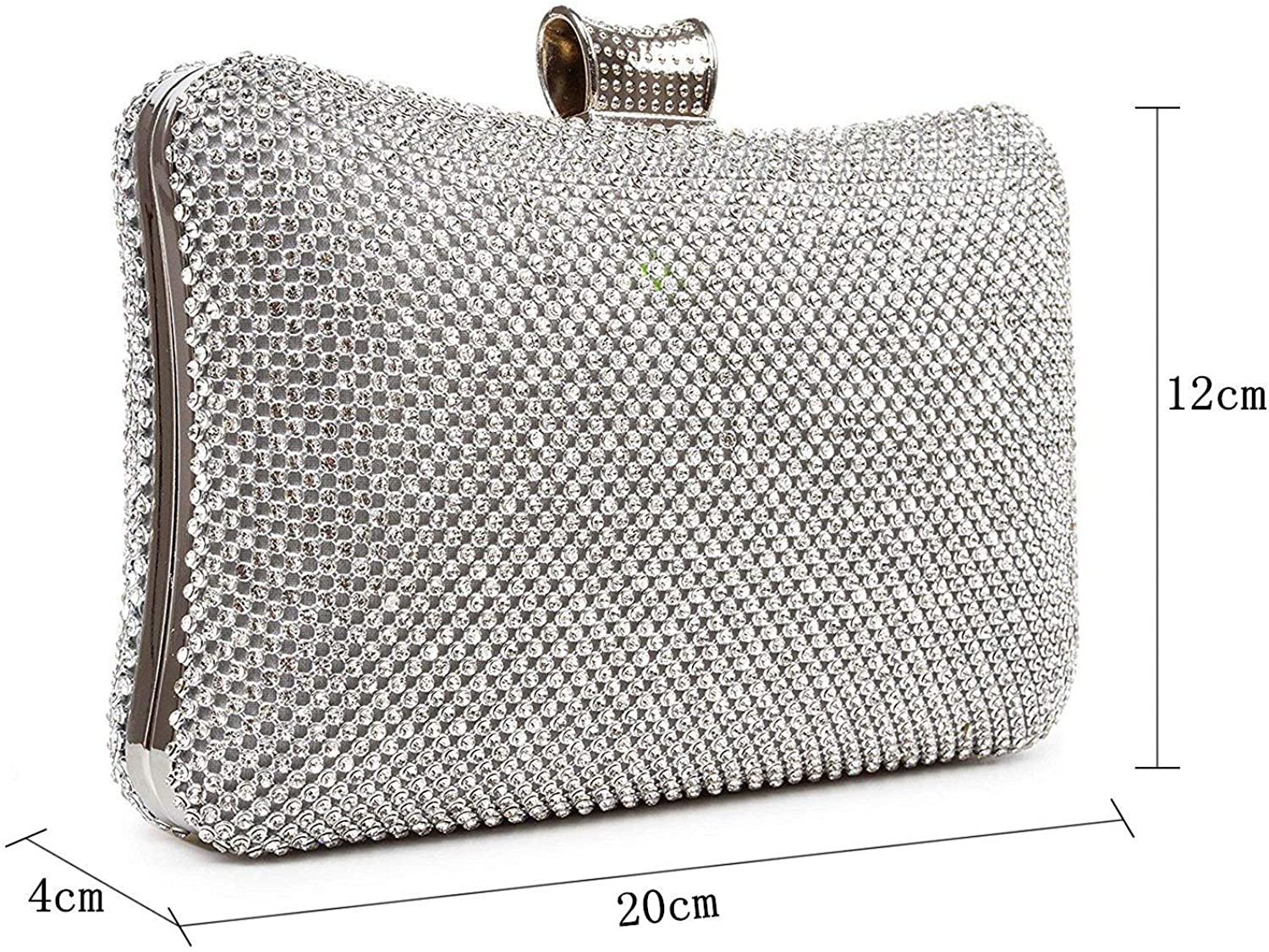 Evening Bags Wedding Party Handbags Sparkly Crystal Diamante Clutches Purses for Women, Silver - Image 2