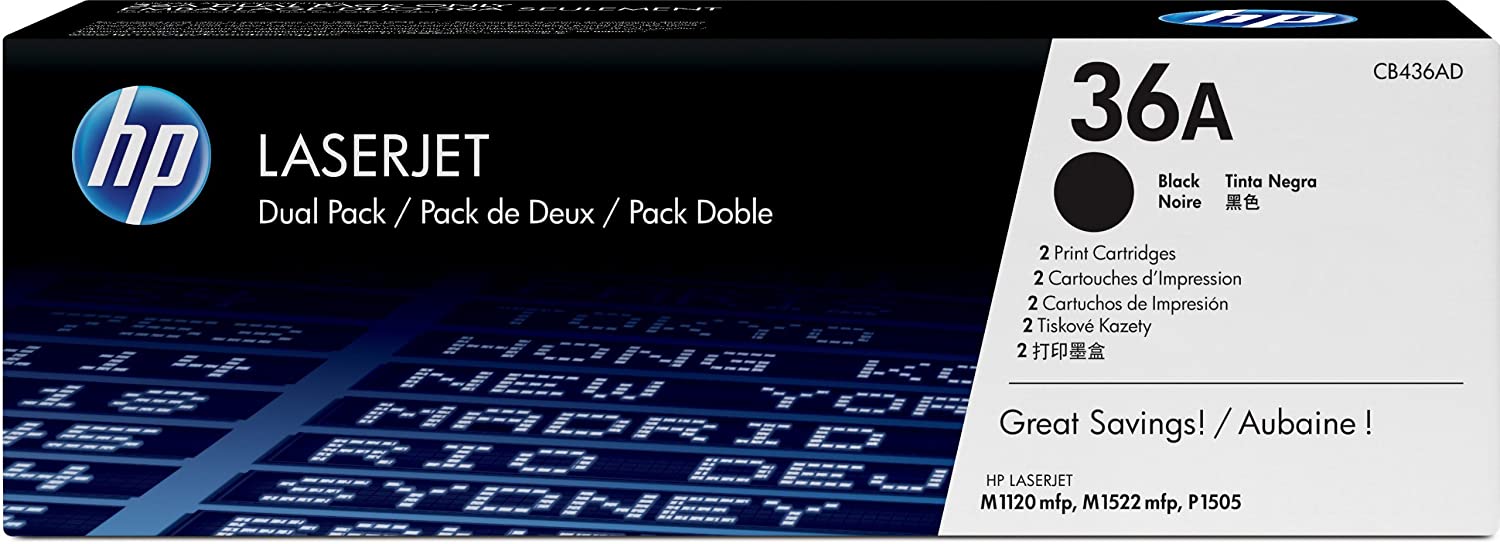 HP CB436AD 36A Original LaserJet Toner Cartridges, Black, Multipack, Dual Pack