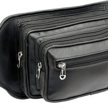STARHIDE Large Genuine Leather Travel Money Belt Bum Bag Adjustable Waist Strap 510 Black