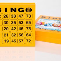 DiPrint 200 large printed Bingo cards for seniors system 25 from 75 (orange)