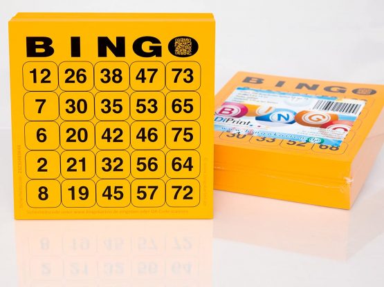 DiPrint 200 large printed Bingo cards for seniors system 25 from 75 (orange)