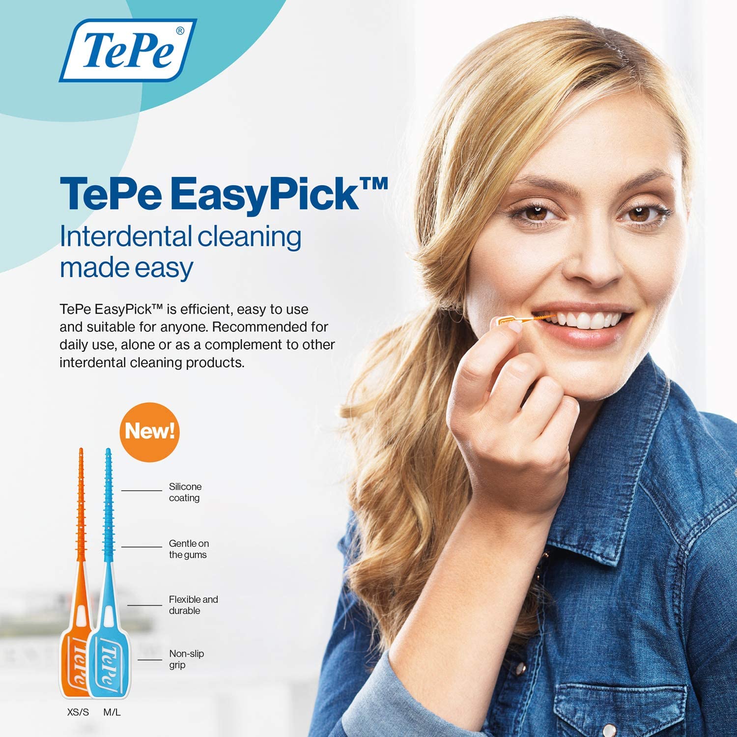 TEPE EasyPick Dental Picks for Daily Oral Hygiene and Healthy teeth and gums / Size M/L / 1 x36