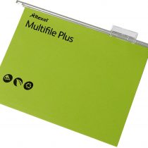 Rexel A4 Suspension Files with Tabs and Inserts for Filing Cabinets, 15 mm V-base, 100 Percent Recycled Manilla, Green, Multifile Plus, Pack of 20, 92809