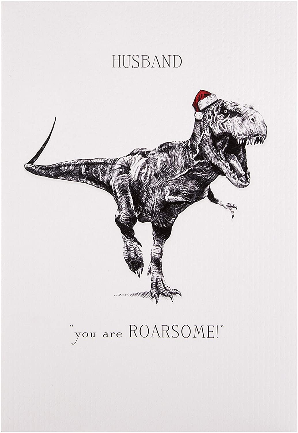 Hallmark Studio Ink Christmas Card for Husband - Contemporary T-Rex Design, T-Rex Roarsome Card