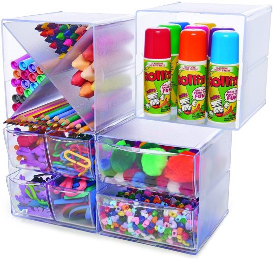 Deflecto DE350101 2-Cube Storage Box with Drawers - Image 4