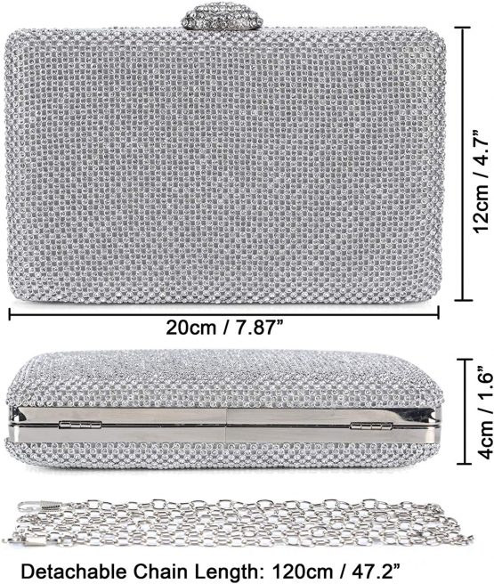 BAIGIO Evening Clutch Bag for Women Prom Party Wedding Purse Sparkly Crystal Rhinestones Ladies Handbag - Image 3