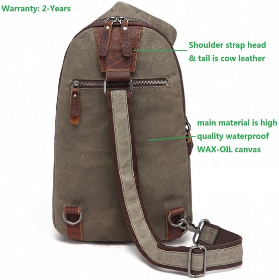 AOTIAN Waterproof Waxed Canvas Men's and Women's Small Sling Bags Backpacks for Hiking Biking Travel Outdoor Casual Chest Bags Army Green - Image 3