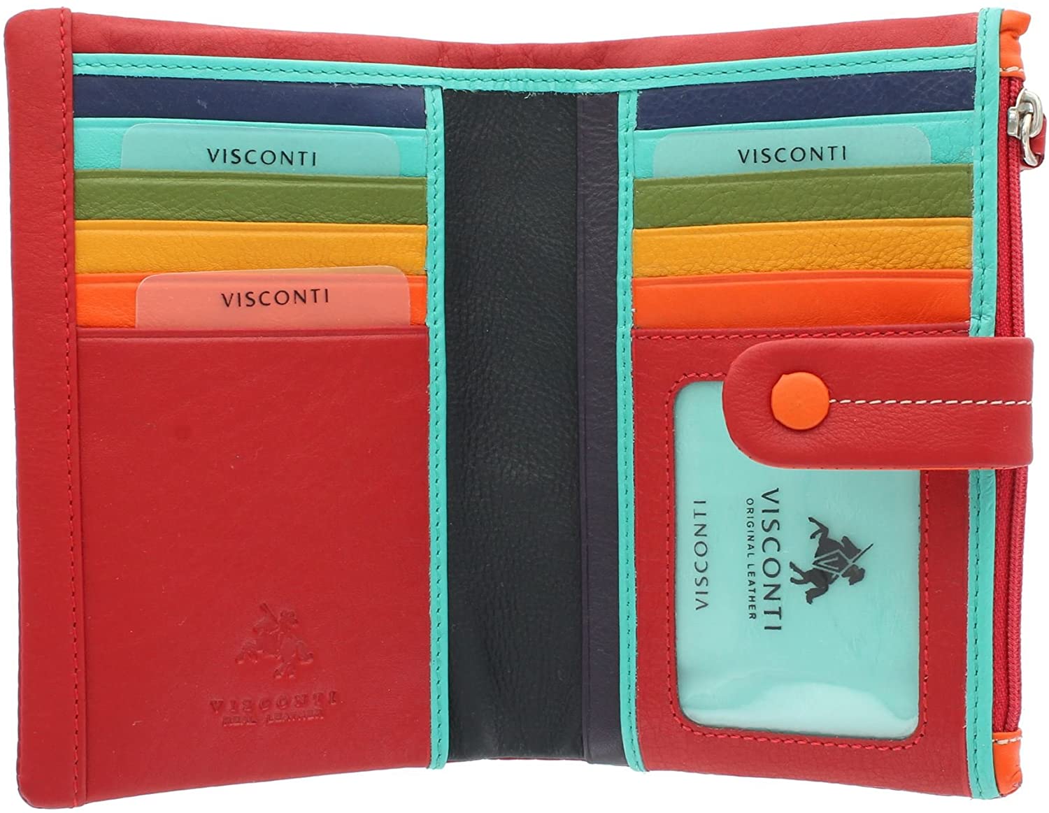 VISCONTI Mimi Collection Malibu Multicoloured Leather Purse M87 Red Multi