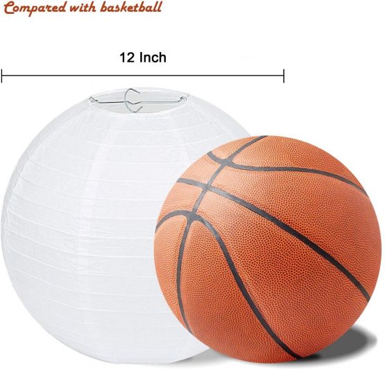 Newthinking 16 PCS Paper Lanterns, Round White Paper Lantern with Wire Ribbing, Different Sized White Lampshades, 6" 8" 10" 12" Paper Lampshades for Weddings, Parties, Celebrations, Patios and Rooms - Image 3