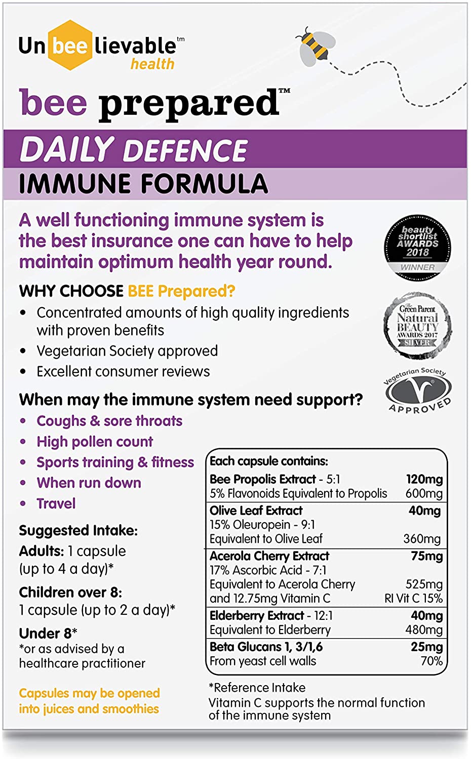 Unbeelievable Health Bee Prepared Daily Defence Immune System Formula, Created by Nutritional Experts, Contains Bee Propolis - Image 4