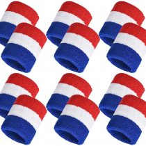 Bememo 12 Pack Striped Sweatbands Wrist Sports Wristband Cotton Wrist Band Sweat Band for Men and Women, Good for Tennis, Basketball, Running, Gym, Working Out