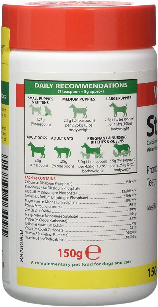 Vetzyme | Stress Powder for Dogs & Cats, Promotes Strong Teeth and Bones | Balanced Multi-Mineral and Vitamin Supplement | Easy Mix formula (150 g) - Image 2