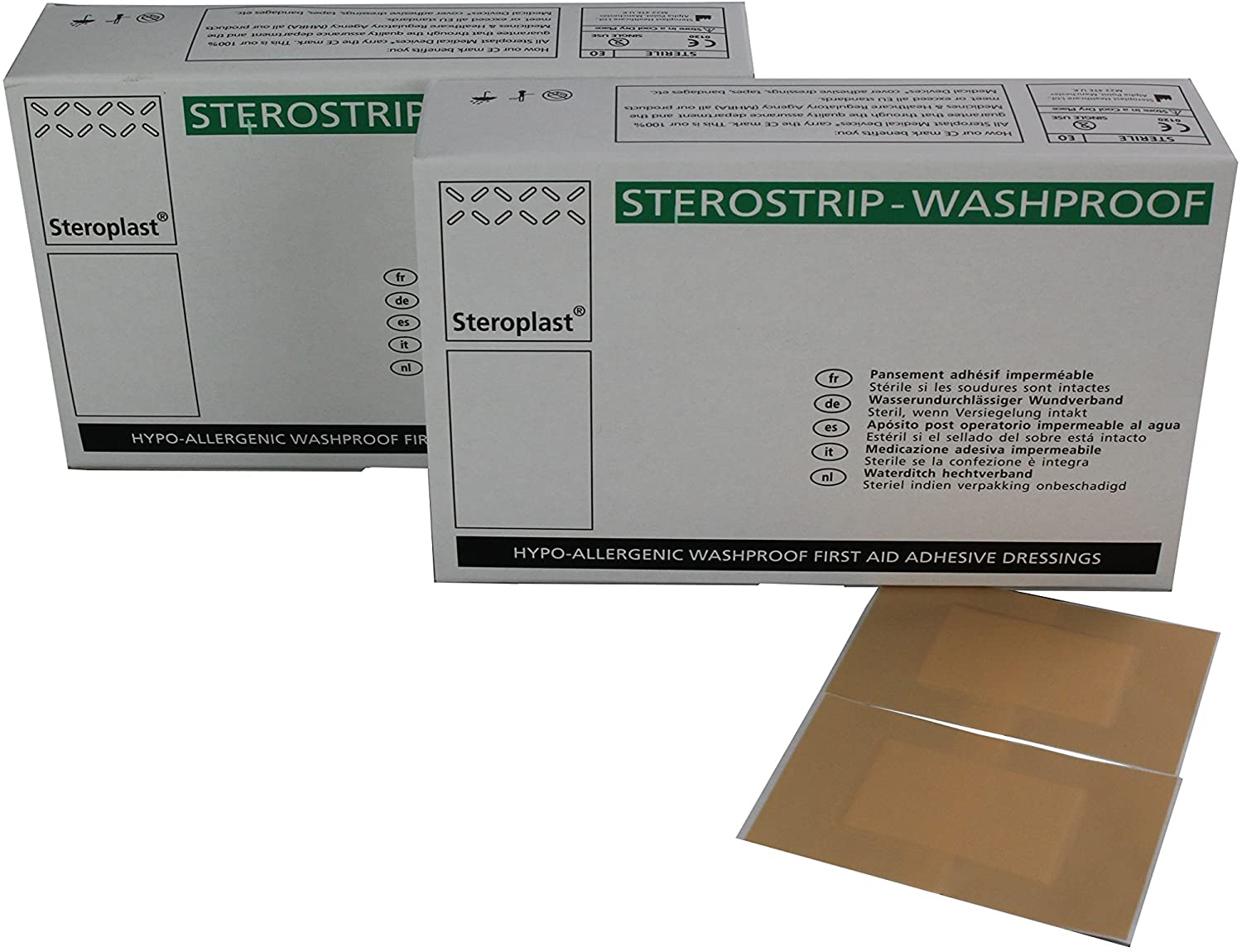Sterostrip Hypo-allergenic Washproof Plasters, 7.5 x 5 cm, Pack of 50