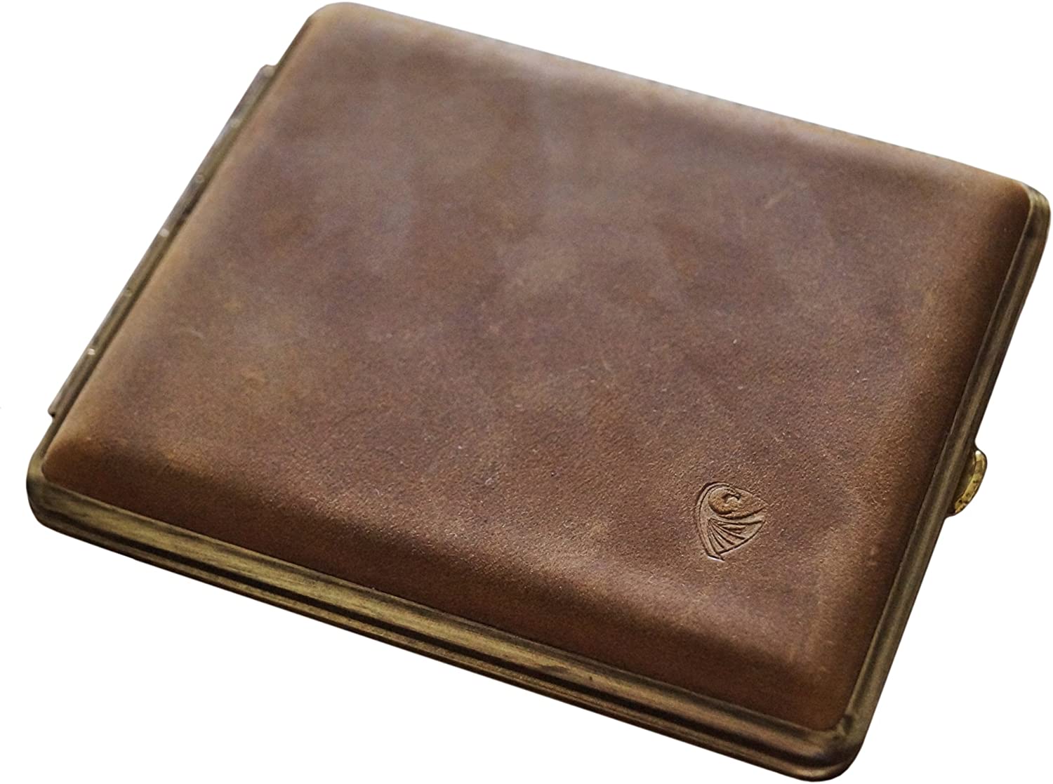 GERMANUS Cigarette Case: "Wild Bull", Made in Germany, 100 mm Length, for 80 mm - 100 mm Cigarettes, Brown, 100 mm , 80 mm , 85 mm
