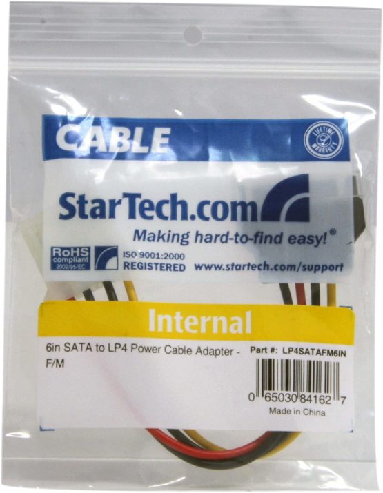 StarTech SATA to LP4 Power Cable Adapter - F/M - Power adapter - SATA power (M) to 4 pin internal power (F) - black - LP4SATAFM6IN, 12 inch/0.3 m - Image 4