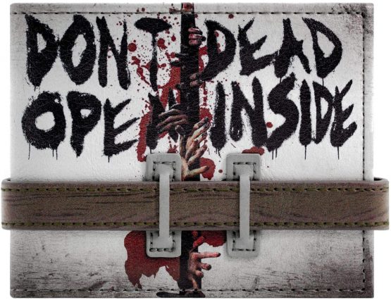 Walking Dead Dont Open Strap Buttoned Grey ID & Card Bi-Fold Wallet