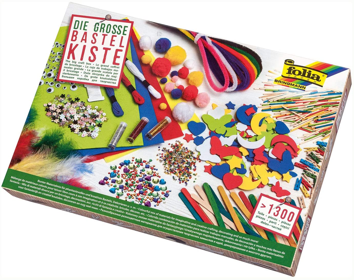 folia 935 - Creative Box, Craft Box with Colourful Material Mix for Crafts and Decorating Over 1300 Pieces - Image 2