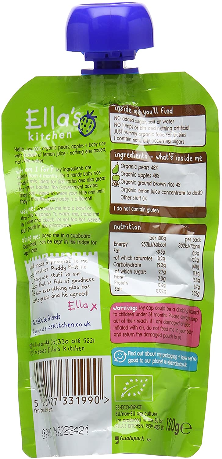 Ella's Kitchen, Stage 1 Organic Apple and Pear Baby Rice 120 g, (Pack of 7), 120 g (Pack of 7) - Image 2