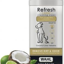 Wahl Dog Wipes Refresh Cleaning Wet Wipes, Remove Pets At Home Dirt and Odors, pH Balanced, Alcohol Free and Paraben Free, 50 Wipes,Coconut Lime Verbena Scent