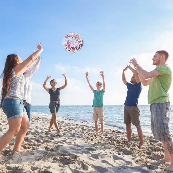 TUPARKA 4 Pack Glitter Beach Ball Inflatable Confetti Beach Balls Bulk for Summer Beach Favor Pool Party Toys with Inflator - Image 4