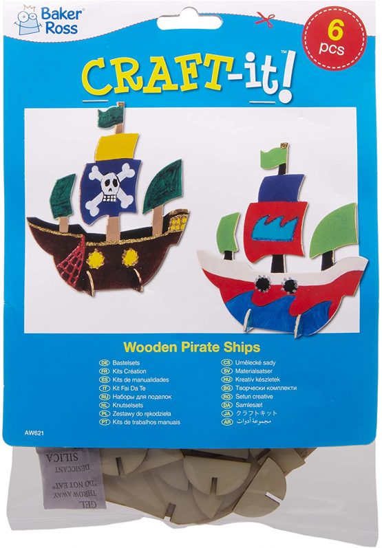 Baker Ross AW621 Wooden Stand-up Pirate Ships (Pack of 6) - Image 4