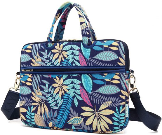 KAYOND Black Rose Patten Canvas Laptop Shoulder Messenger Bag Case Sleeve for 13.3 Inch Laptop and Macbook Air Pro 13 (13-13.3 inch, Black Rose) - Image 2