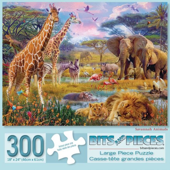 Bits and Pieces - 300 Large Piece Jigsaw Puzzle for Adults - Savannah Animals - 300 pc Jungle Scene Jigsaw by Artist Jan Patrik - Image 2