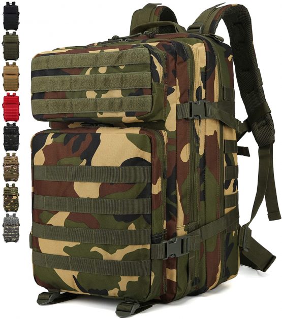 Doshwin 40L Military Backpack Tactical Army Assault Pack Molle Camo Rucksack for Camping Trekking Travel Hiking