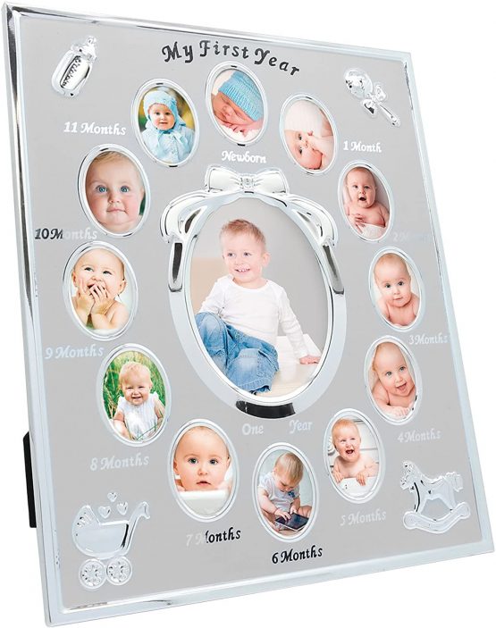 Tiny Ideas Baby's First Year Photo Frame, New Mum Gifts, Mothering Sunday, Silver - Image 3