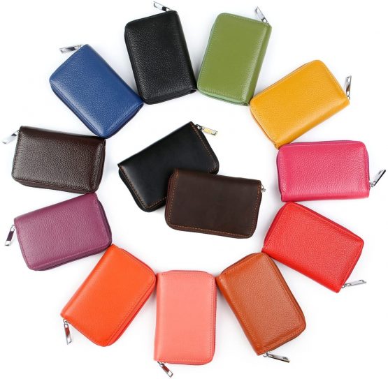 Credit Card Holder Wallets for Women Men Leather 26 Card Slots (Orange) - Image 3