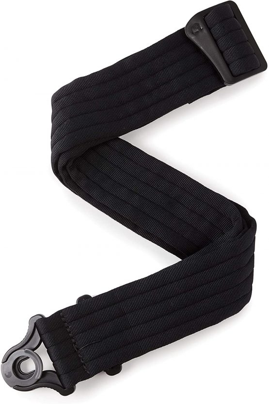 D'Addario (50BAL01) Auto Lock Guitar Strap - Acoustic & Electric Guitar Accessories - Easy to Use Auto Locking Guitar Straps - Uses Existing Guitar Strap Buttons - Padded - Black Striped