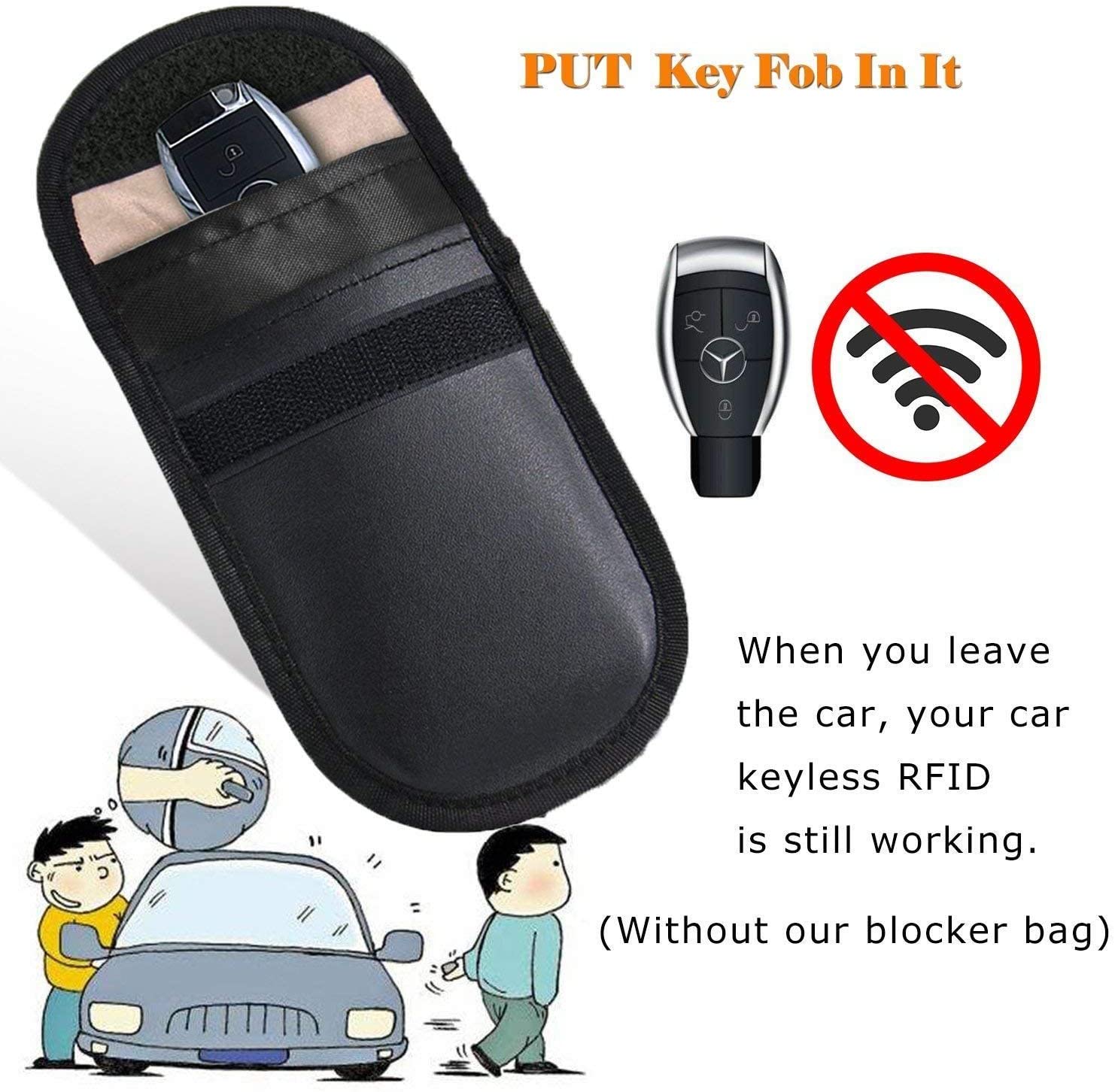 MONOJOY 2 X Car Key Signal Blocker Pouch, Faraday Bag for Car Keys RFID Key Pouch, Keyless Signal Blocking Key Case - Image 2