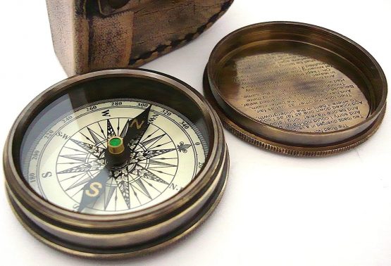 Robert Frost Poem Compass-Pocket Compass w Leather Case