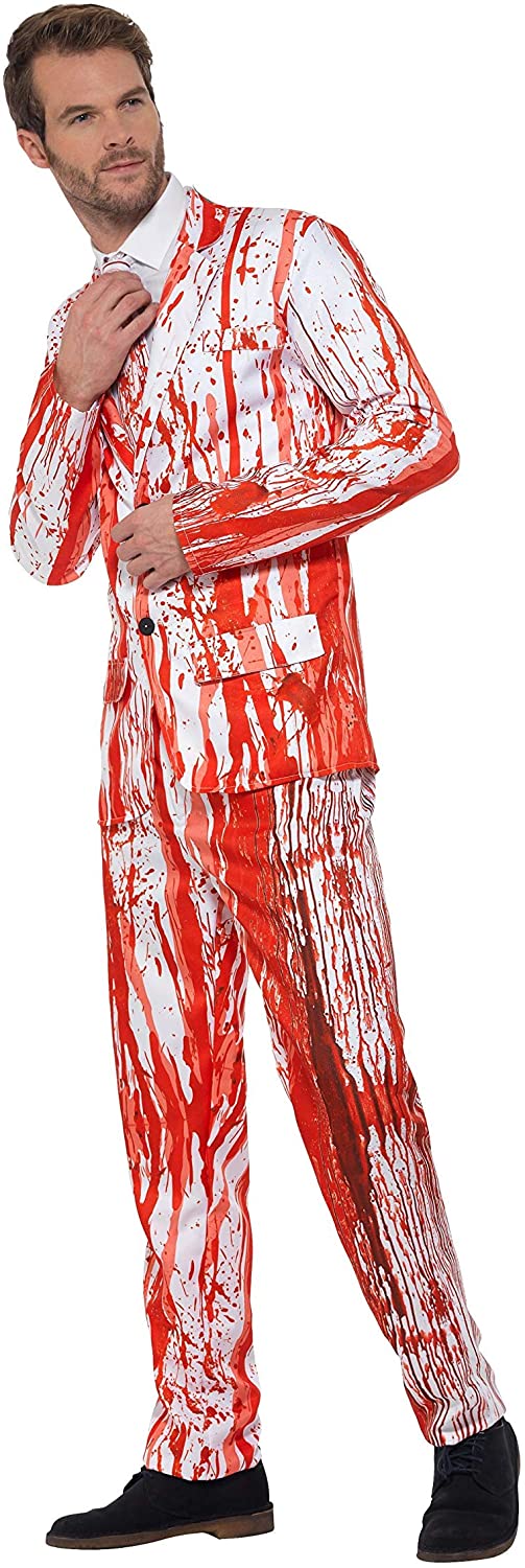 Smiffys Blood Drip Suit, Red with Jacket, Trousers & Tie, Stand Out Suits Fancy Dress, Serial Killer Dress Up Costumes - Image 2