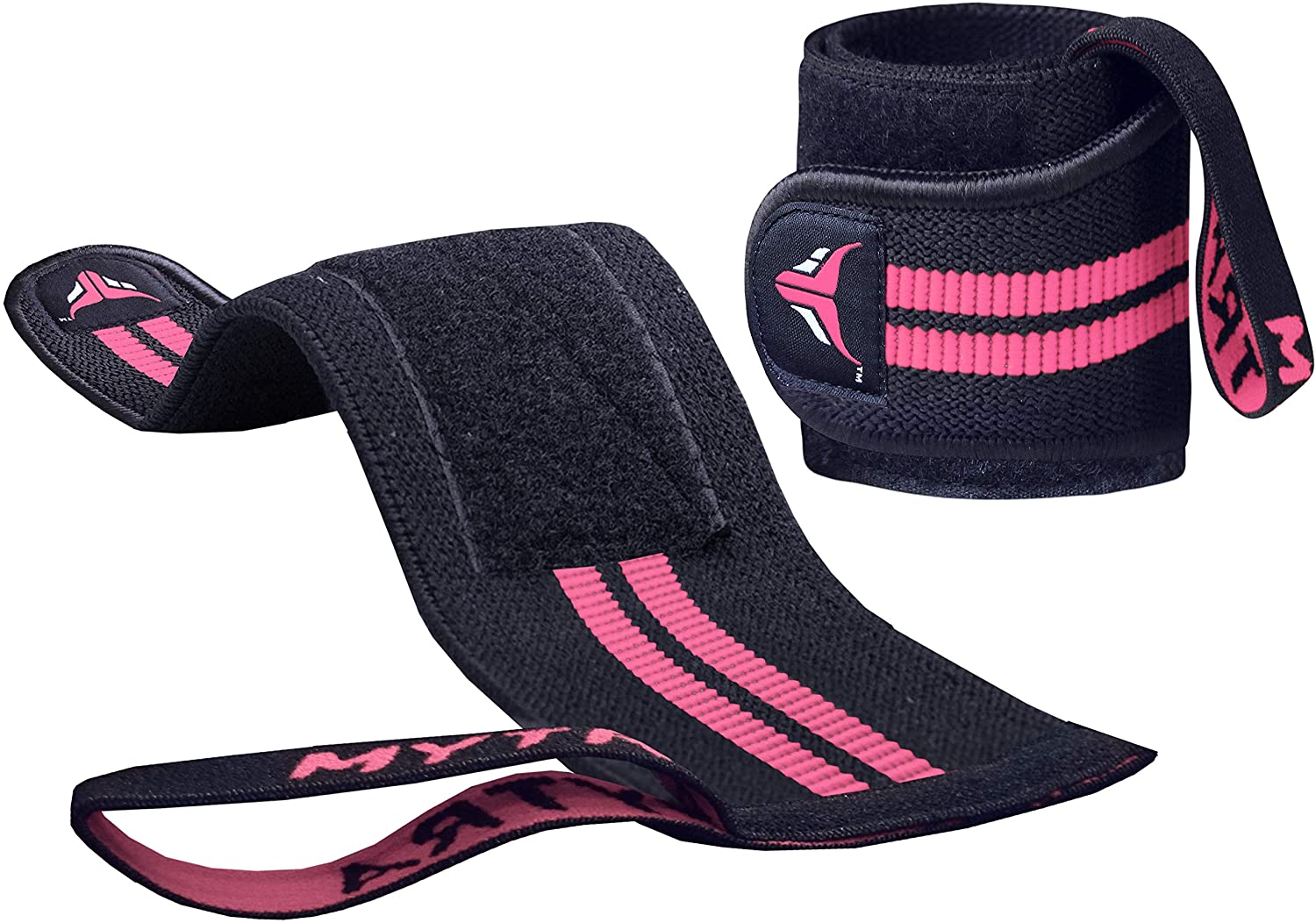 Mytra Fusion Elasticated Wrist Wraps With Thumb Loop SP1 for Training Workout Gym Exercise (Black/Pink), Black / Pink - Image 4