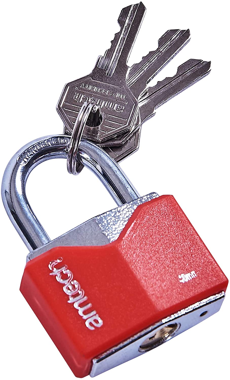 Amtech T0704 40mm Rhombic Chrome Plated Iron Padlock, Red - Image 2