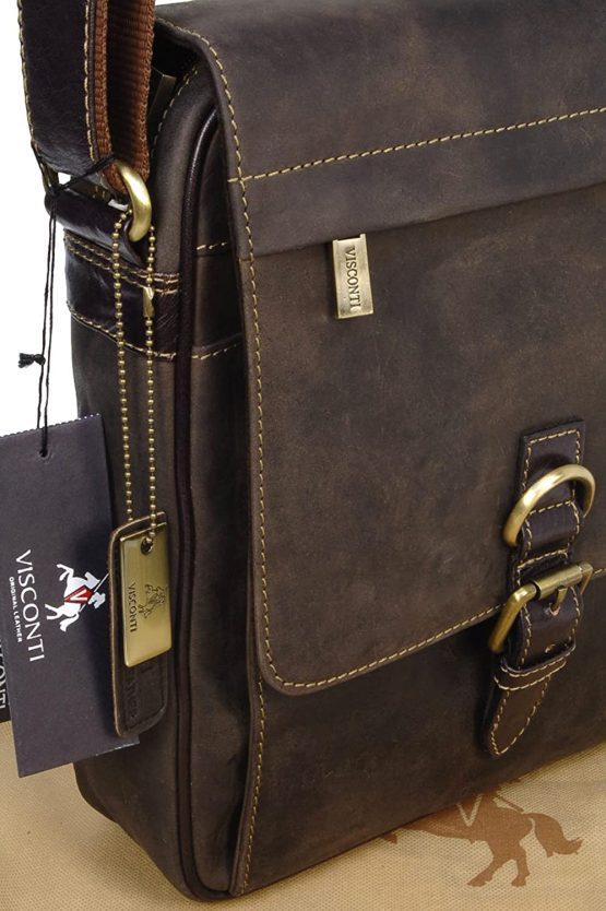 VISCONTI - Cross Body Organiser Bag - Genuine Leather - Flap Over Shoulder Messenger Bag - iPad/Kindle -16011 - LINK - Image 4