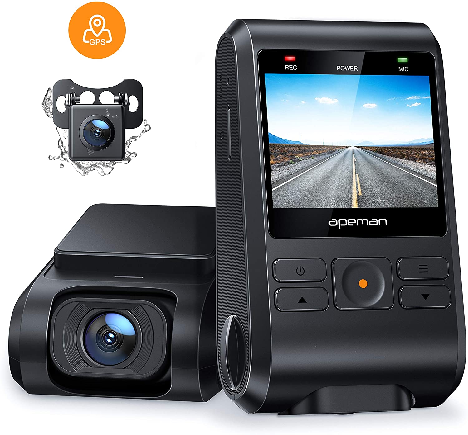 APEMAN Dual Dash Cam C550, 1080P Front and Rear Hidden Car Driving