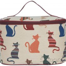 Signare Tapestry Women Toiletry Make-Up Bag Cheeky Cat (TOIL-CHEKY)(Size: Small)