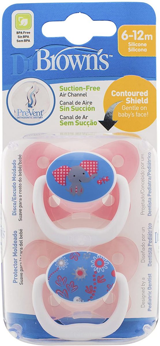 Dr Brown's Natural Flow Prevent Soother (6 to 18 Months, Pink, Pack of 2) - Image 2
