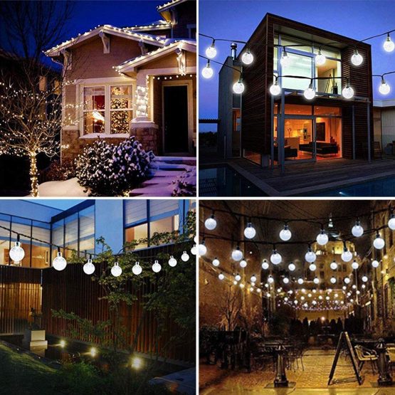 Solar Garden Lights Outdoor, 50 LED 7M/24Ft Solar String Lights Waterproof 8 Modes Indoor/Outdoor Fairy Lights Globe for Garden, Patio, Yard, Home, Party, Wedding, Festival Decoration (Clear White) - Image 3