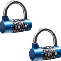 Belle Vous Blue 5 Digit Combination Padlock (2 Pack) - L6.5 x W2.5cm (2.56 x 0.98 inches) - Resettable Heavy Duty Waterproof Indoor/Outdoor Lock for Gym, Work & School Lockers, Gates, Fence & Shed