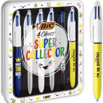 BIC 4 Colors Messages Medium Point Pens (1.0mm) - Various Messages, Metallic Box with 6 Units