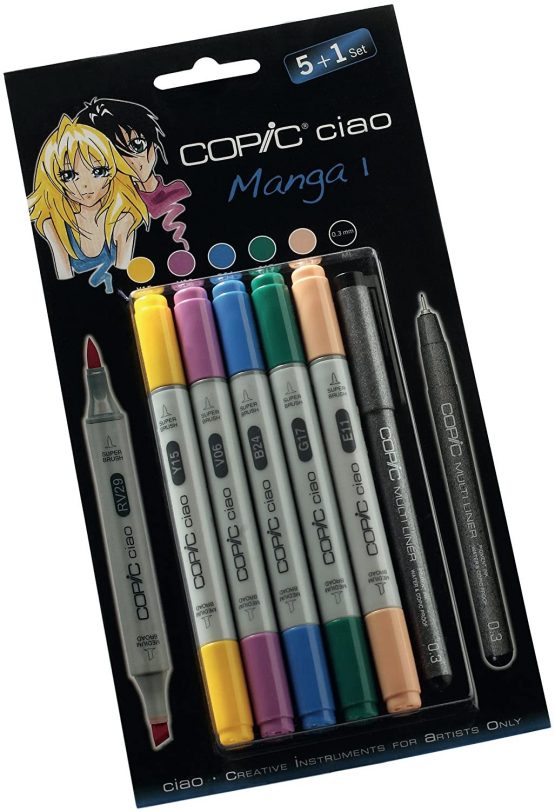 Copic Ciao 5+1 Manga Marker Set - 1 (Pack of 5 + Multiliner Pen)