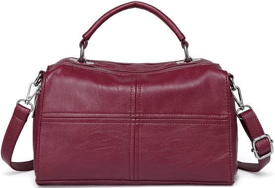 Cross Body Bag for Women,VASCHY Fashion Vegan Leather Handbag with Top Handle Satchel Purse for Ladies Adjustable Small Shoulder Bag (Burgundy)